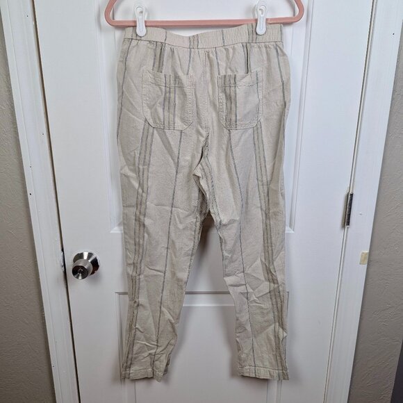 Anthropologie | Cream Striped Linen Cargo Drawstring Pants Size XS - Picture 2 of 8